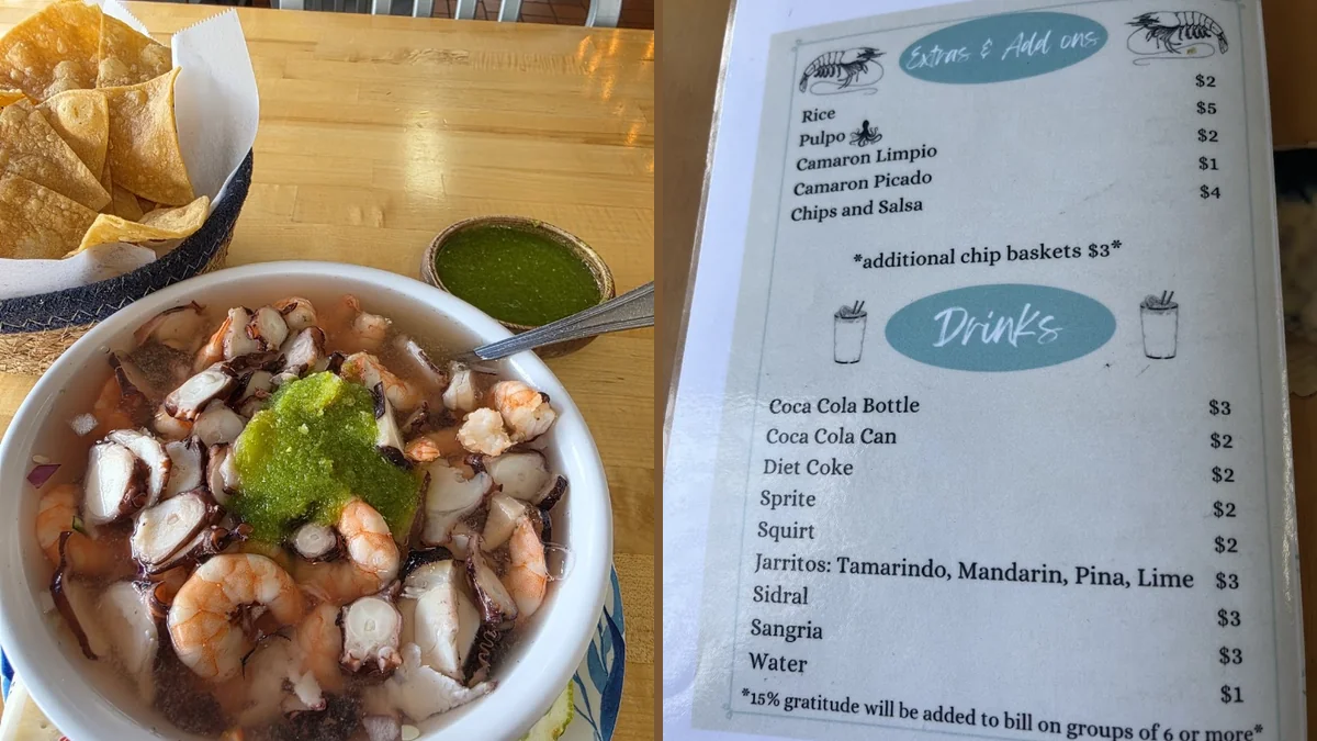 Colorful seafood meal with salsa and lime.